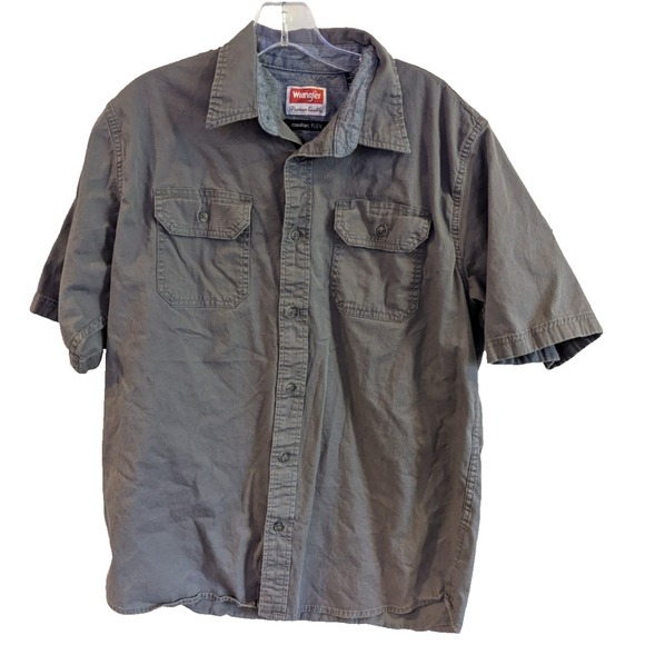 Wrangler Flex For Comfort Short Sleeve‎ Shirt Men's Medium Grey HSB8MWD Western - Picture 1 of 5
